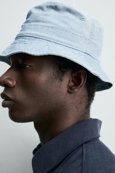 COTTON CHAMBRAY BUCKET HAT - Light blue by Zara - Image 1