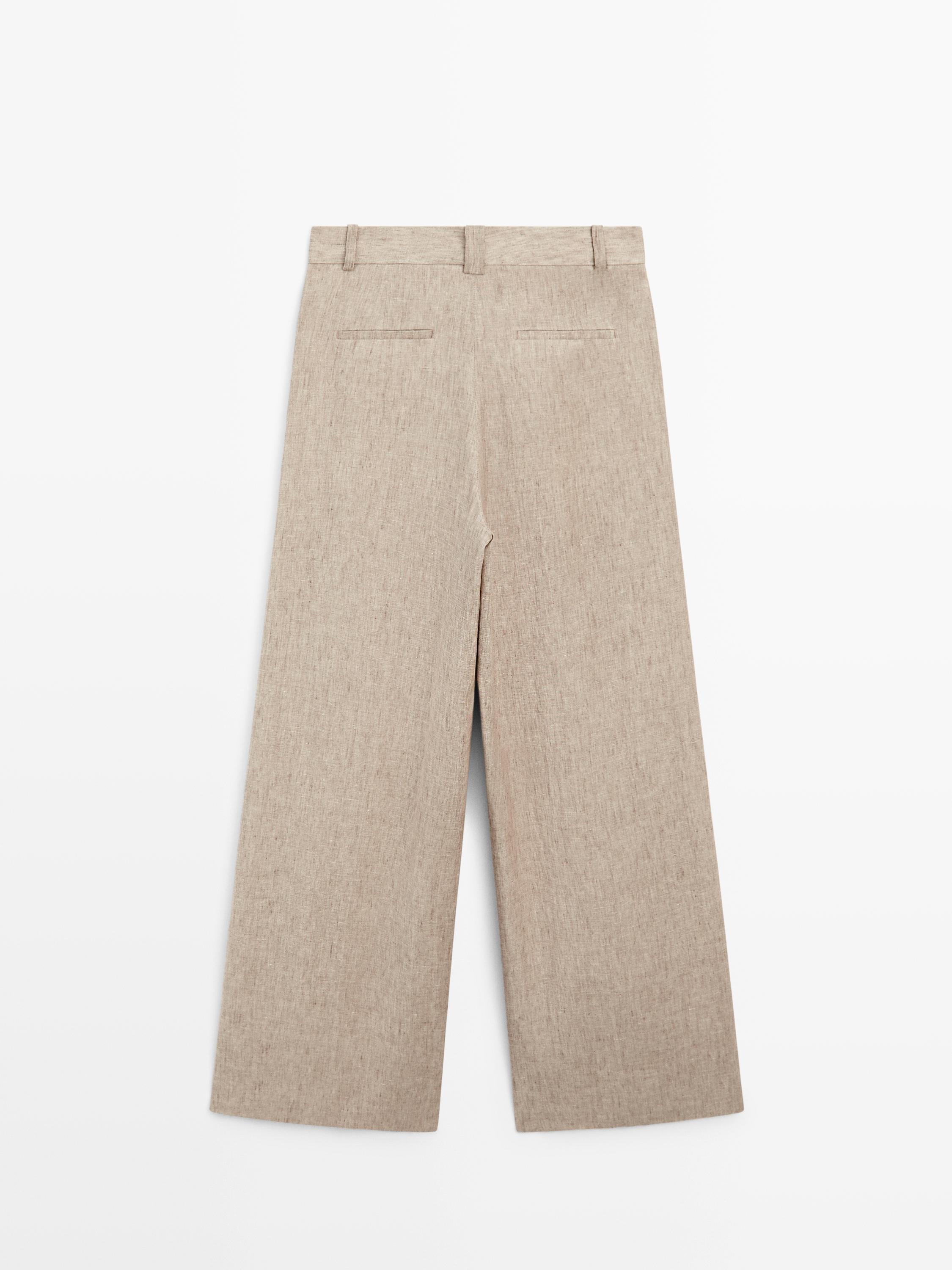 Linen melange trousers with pleated details
