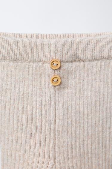 RIBBED LEGGINGS WITH BUTTONS - Light beige by Zara - Image 2