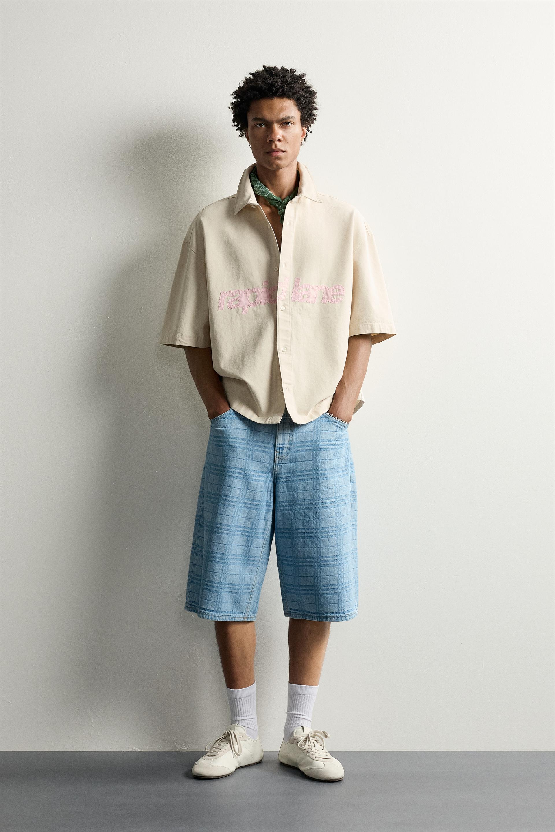 Boxy Fit Text Patch Overshirt