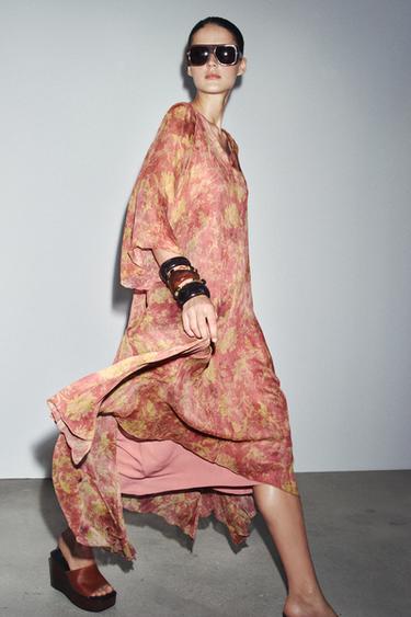 VESTIDO ESTAMPADO ZW COLLECTION - Rosa de Zara - Imagen 0
