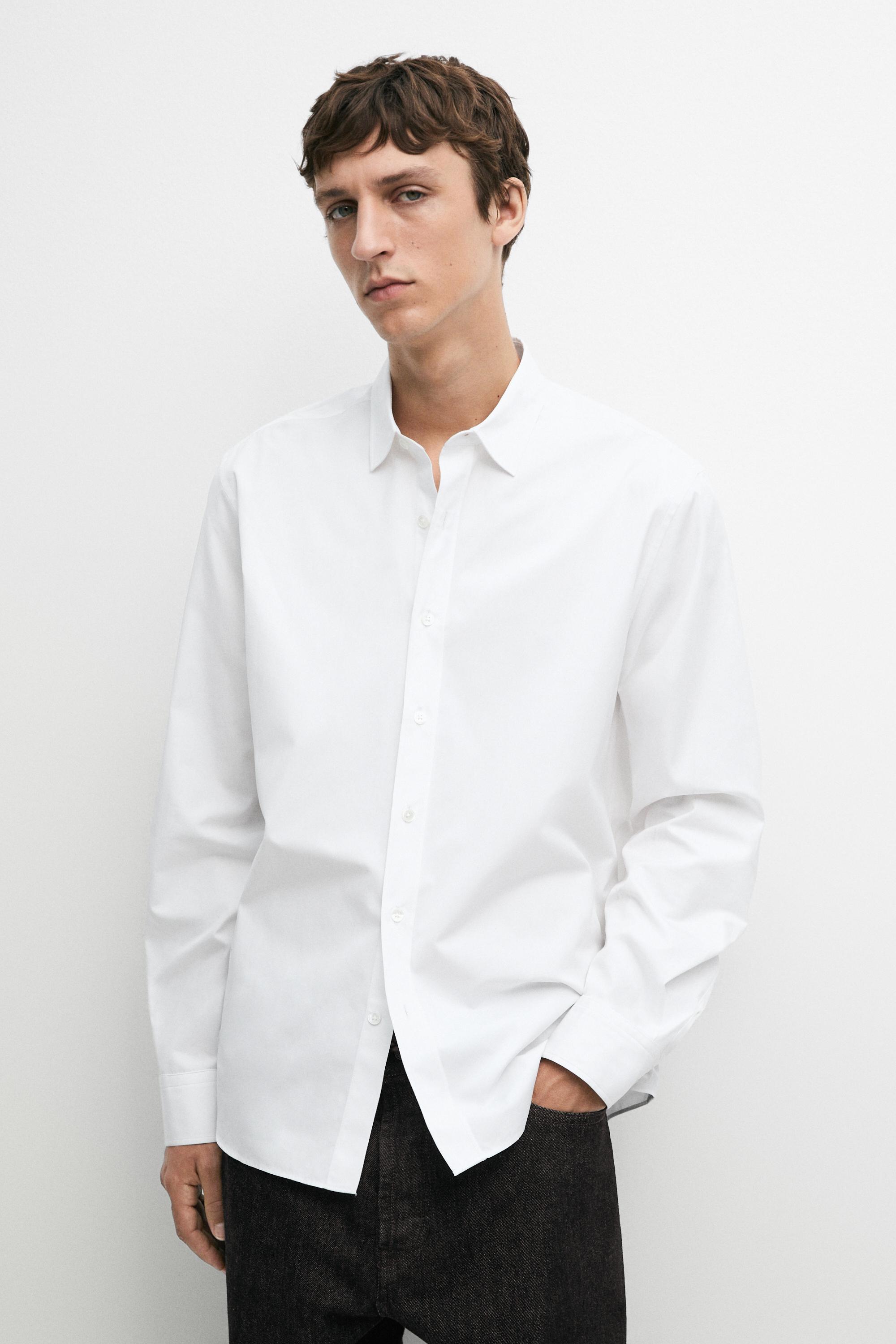 100% cotton regular fit poplin shirt — White