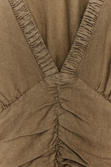BLOUSE MANCHES VOLANTÉES AVEC LIN - Toffee de Zara - Image 5