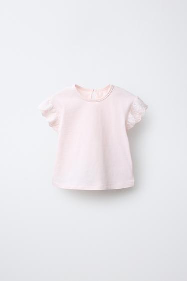Zara SWISS EMBROIDERED T-SHIRT - Pink