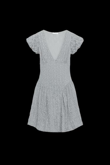 SPITZENKLEID MIT VOLUMEN - Blau / Grau von Zara