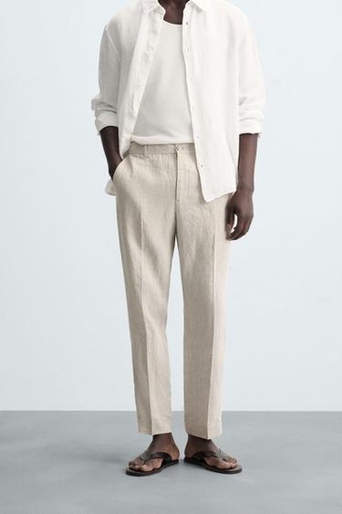 100% LINEN TROUSERS - Light beige by Zara