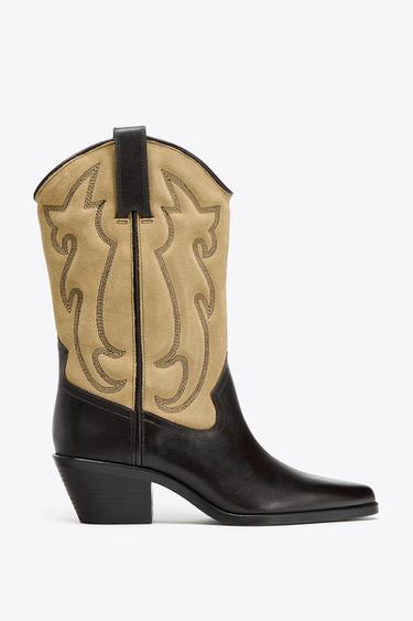 COMBINED LEATHER EMBROIDERED BOOTS - Multicoloured by Zara - Image 4