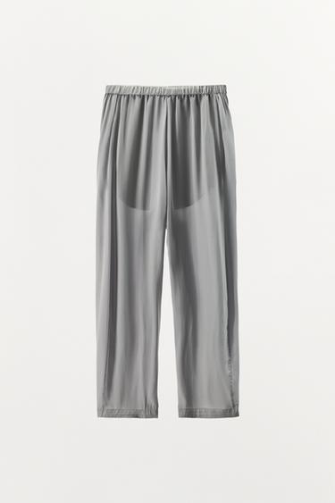 100% VISCOSE PYJAMA-STYLE TROUSERS - stone by Zara - Image 3