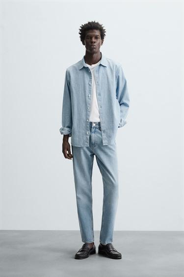 SLIM FIT TAPERED JEANS - Light blue by Zara - Image 0