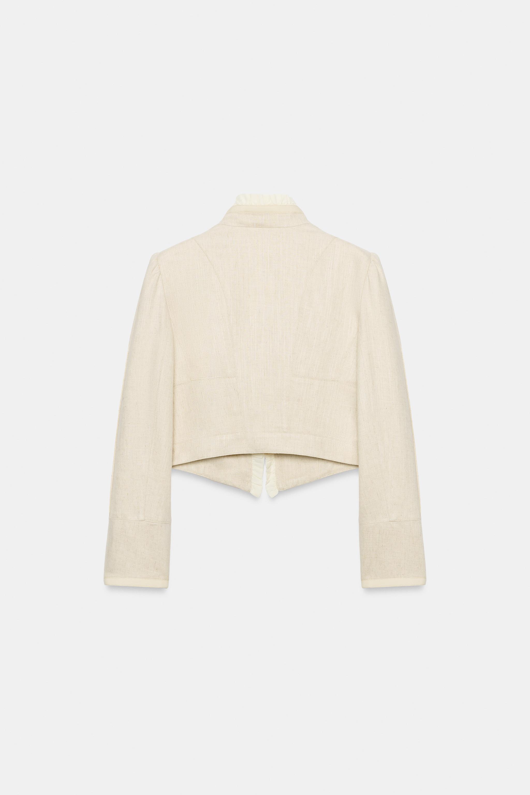 Женские пиджаки Zara SHORT RUFFLED BLAZER — фото 9