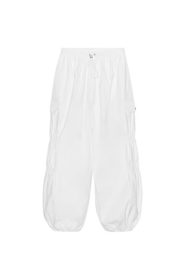CARGO TROUSERS WITH STOPPER - White by Zara