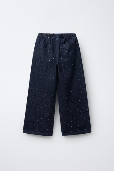 JEAN JAMBES LARGES STRASS - Bleu marine de Zara - Image 1