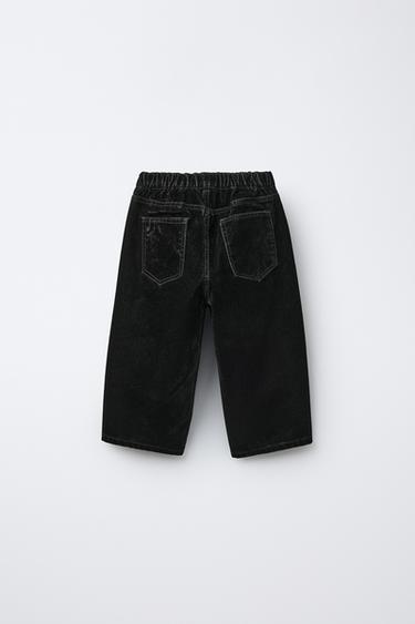 Zara VELVET BAGGY PANTS - Black