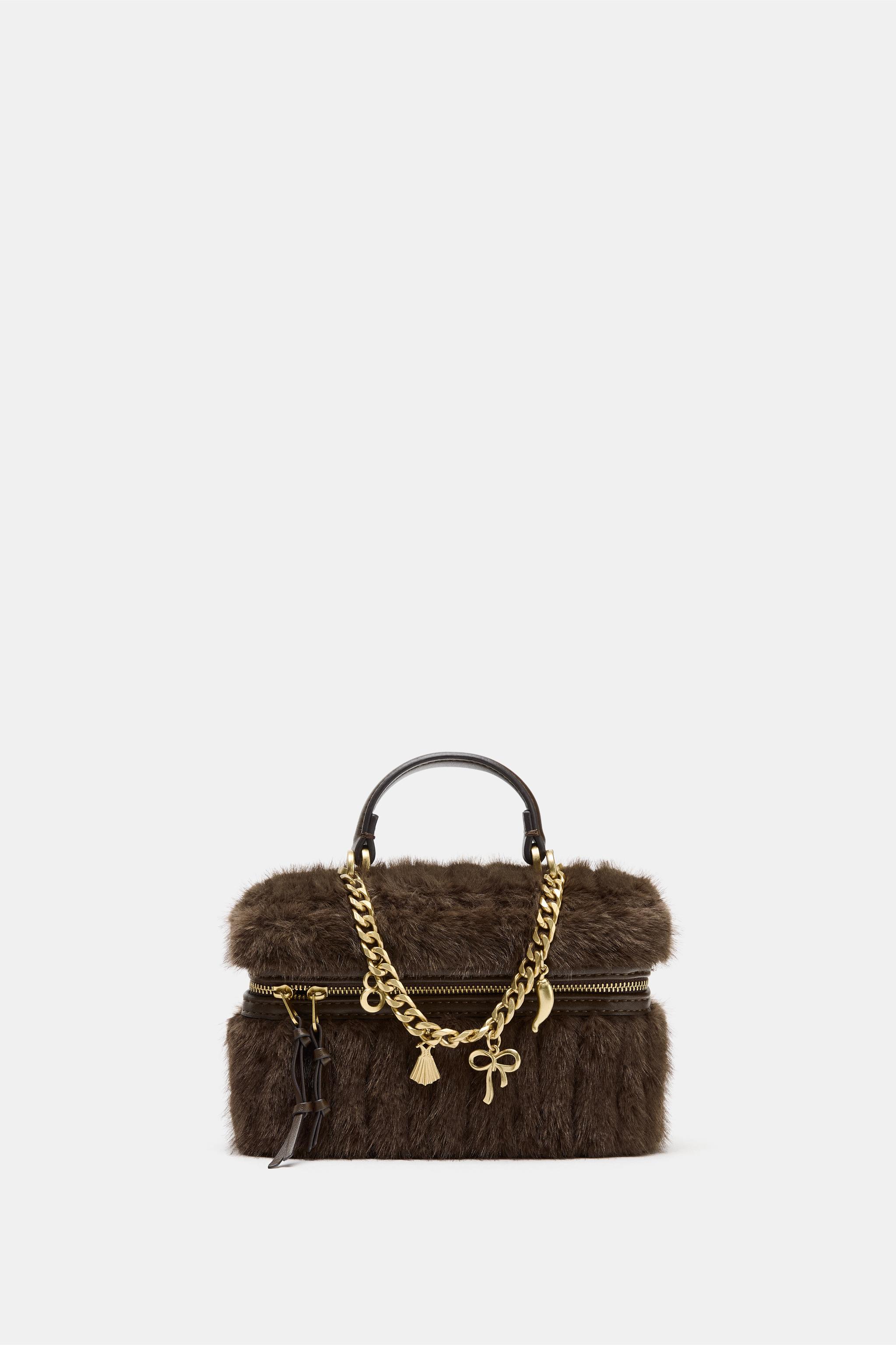 RIGID FAUX FUR BAG - Brown | ZARA Thailand