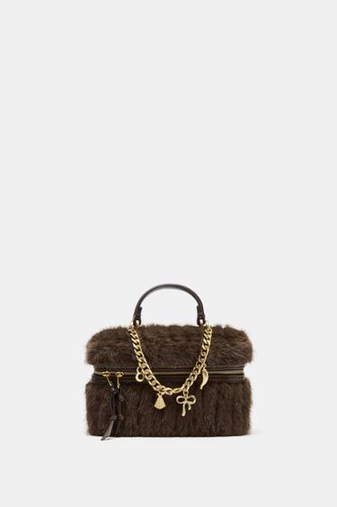 RIGID FAUX FUR BAG - Brown by Zara