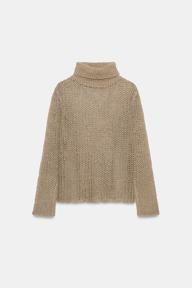 CUTWORK KNIT 100% LINEN JUMPER - Straw by Zara - Image 5