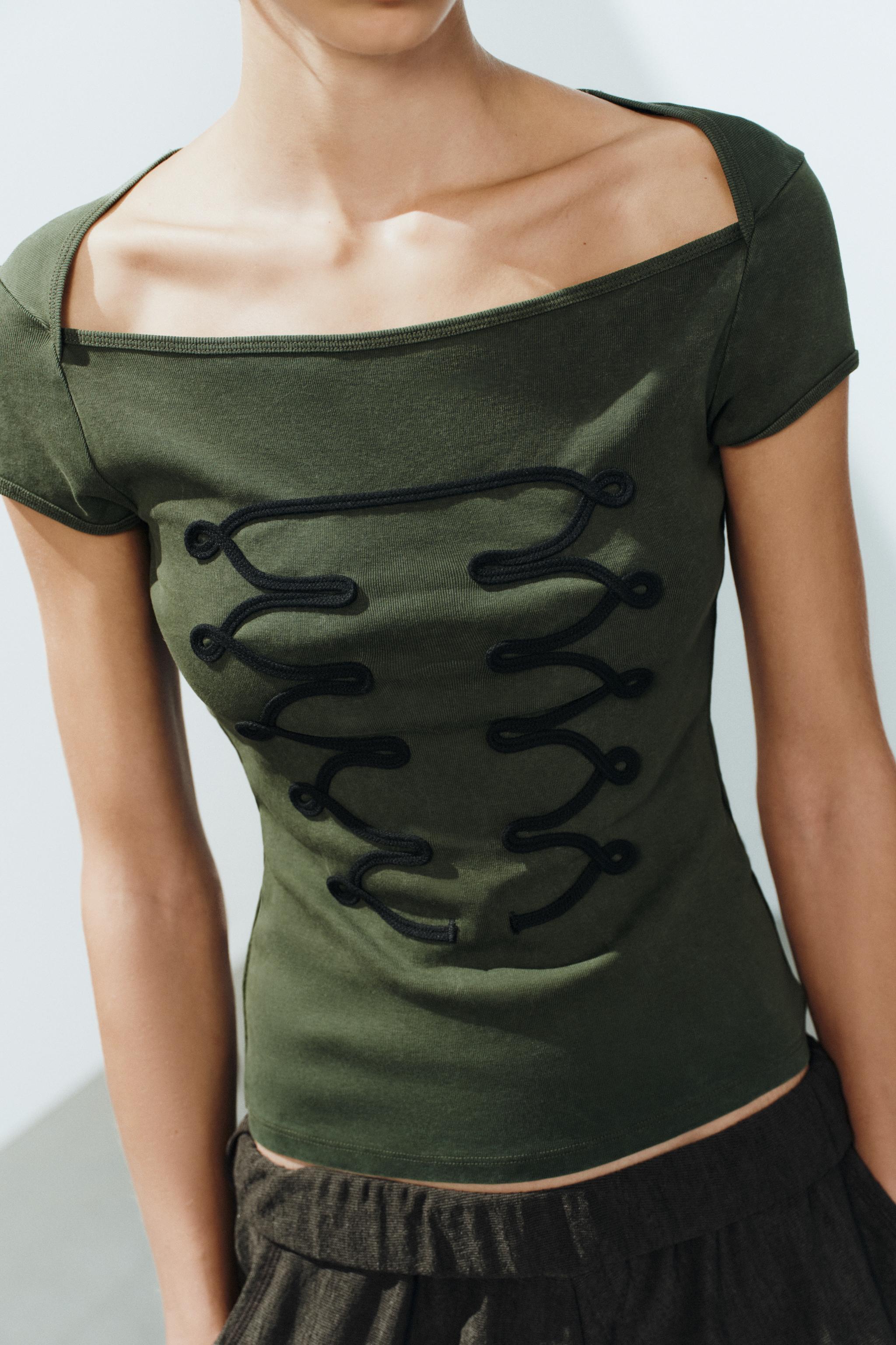 WASHED EFFECT TOP WITH FROG FASTENINGS — Khaki