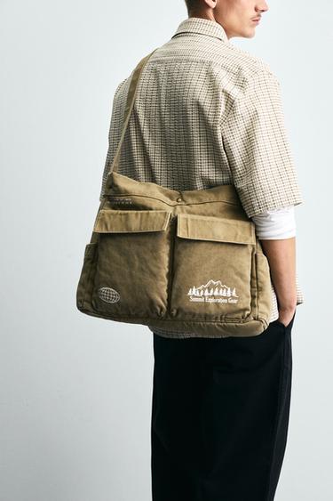 BOLSO DE HOMBRO TEJIDO - Marrón de Zara