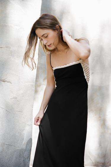 CONTRAST CROCHET DRESS - Black by Zara