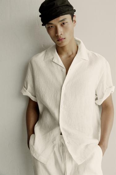 100% LINEN RELAXED FIT TROUSERS - White by Zara