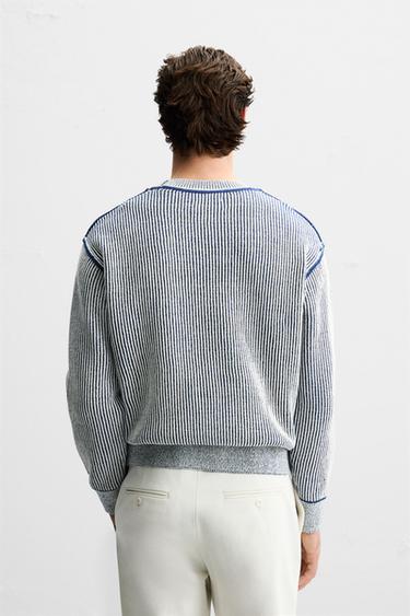 CONTRASTING RIBBED SWEATER - Blue/White by Zara - Image 2