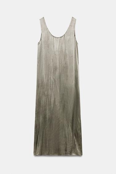 Zara ZW COLLECTION SATINIRANA MIDI HALJINA – sivkasta