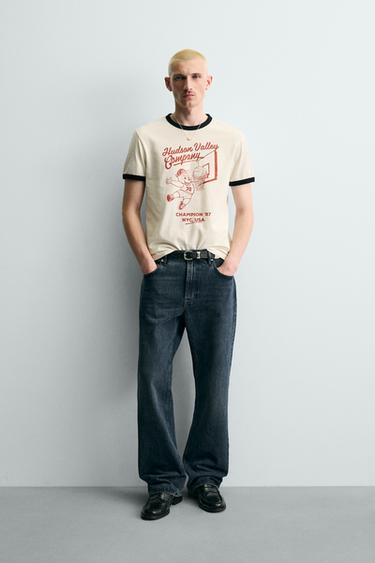 CAMISETA RIB CONTRASTE - Tostado de Zara - Imagen 0