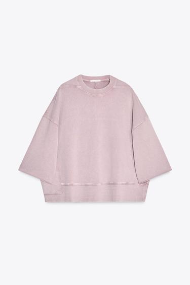 Zara WASHED SWEATSHIRT - Dusty pink