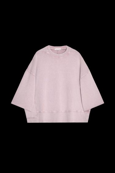 SUDADERA EFECTO LAVADO - Rosa empolvado de Zara - Imagen 0