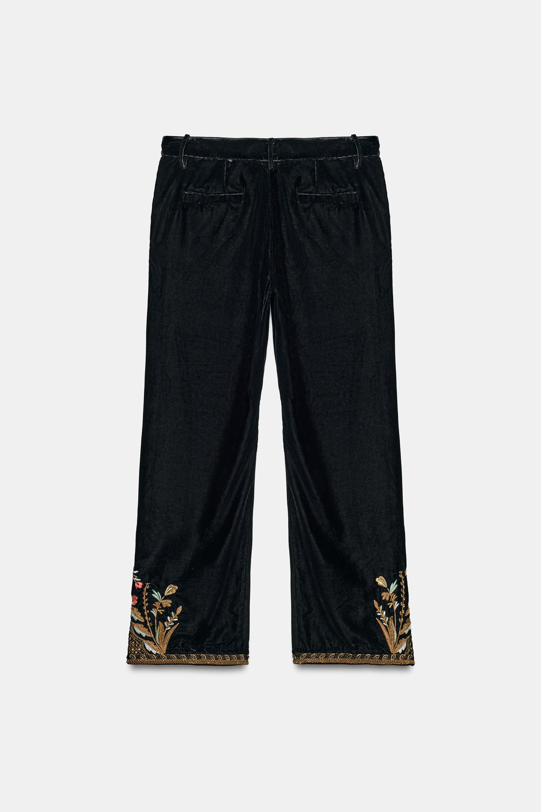 ZW COLLECTION EMBROIDERED VELVET PANTS
