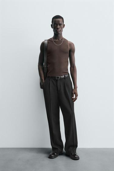 RIBBED TANK TOP - Brown by Zara - Image 0