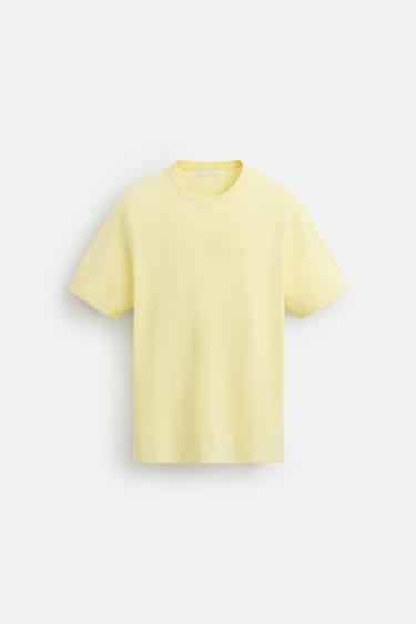 Zara RELAXED FIT KNIT T-SHIRT - Yellow