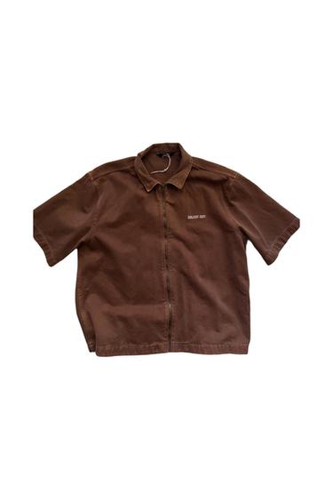 BROWN ZIPPER COLLARED SHIRT