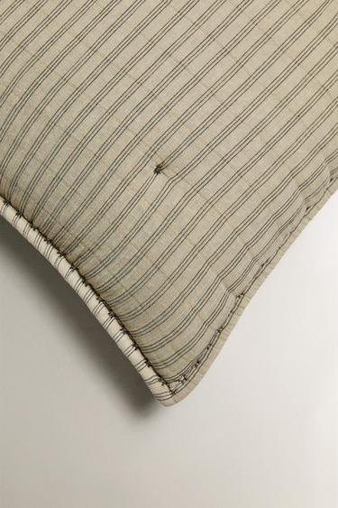 HOUSSE COUSSIN ENFANT ÉDREDON RAYURES FINES - Vert de Zara - Image 1