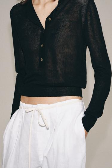 PULL EN MAILLE AVEC BOUTONS - Noir de Zara - Image 5