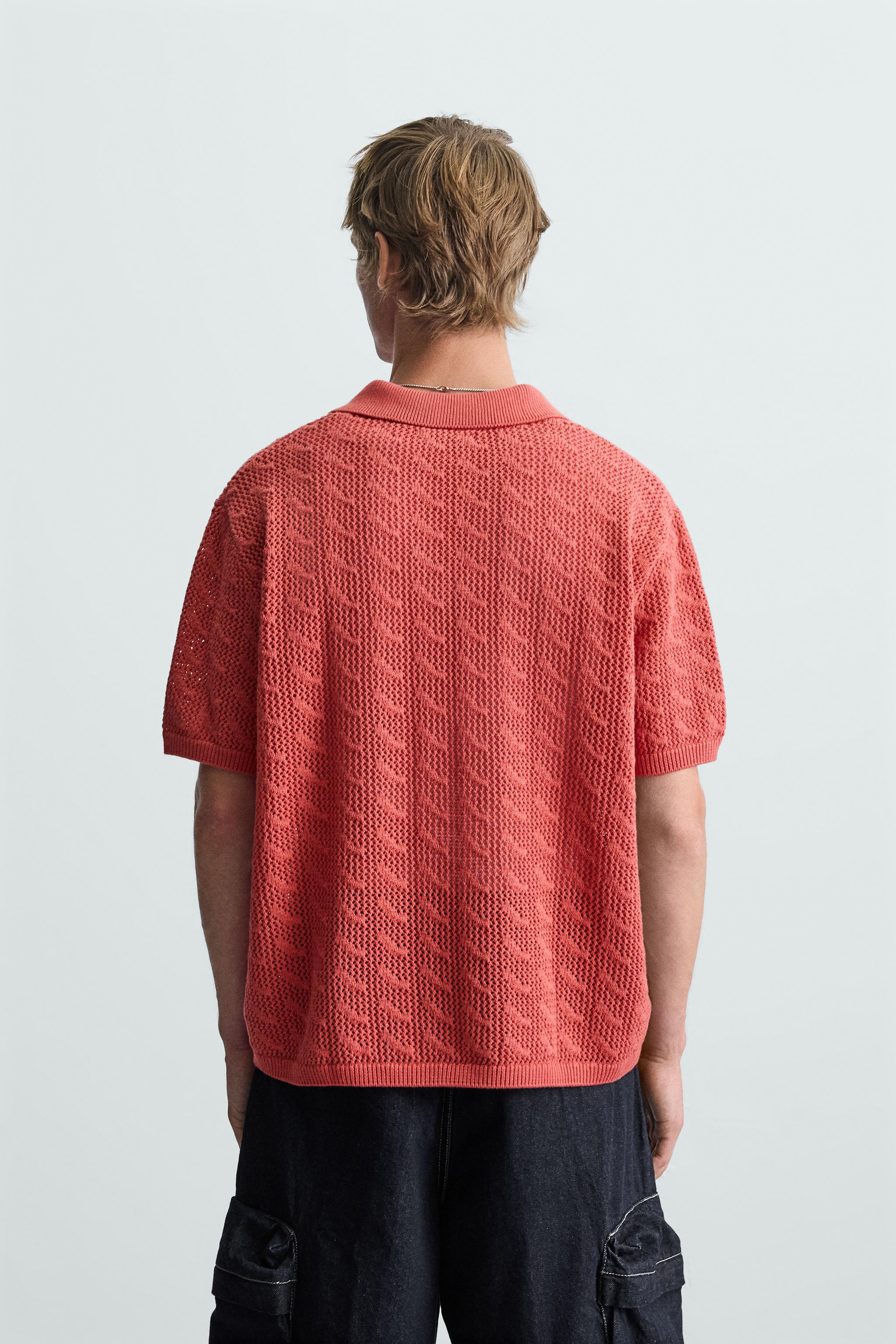 OPEN KNIT POLO SHIRT - Red | ZARA South Africa