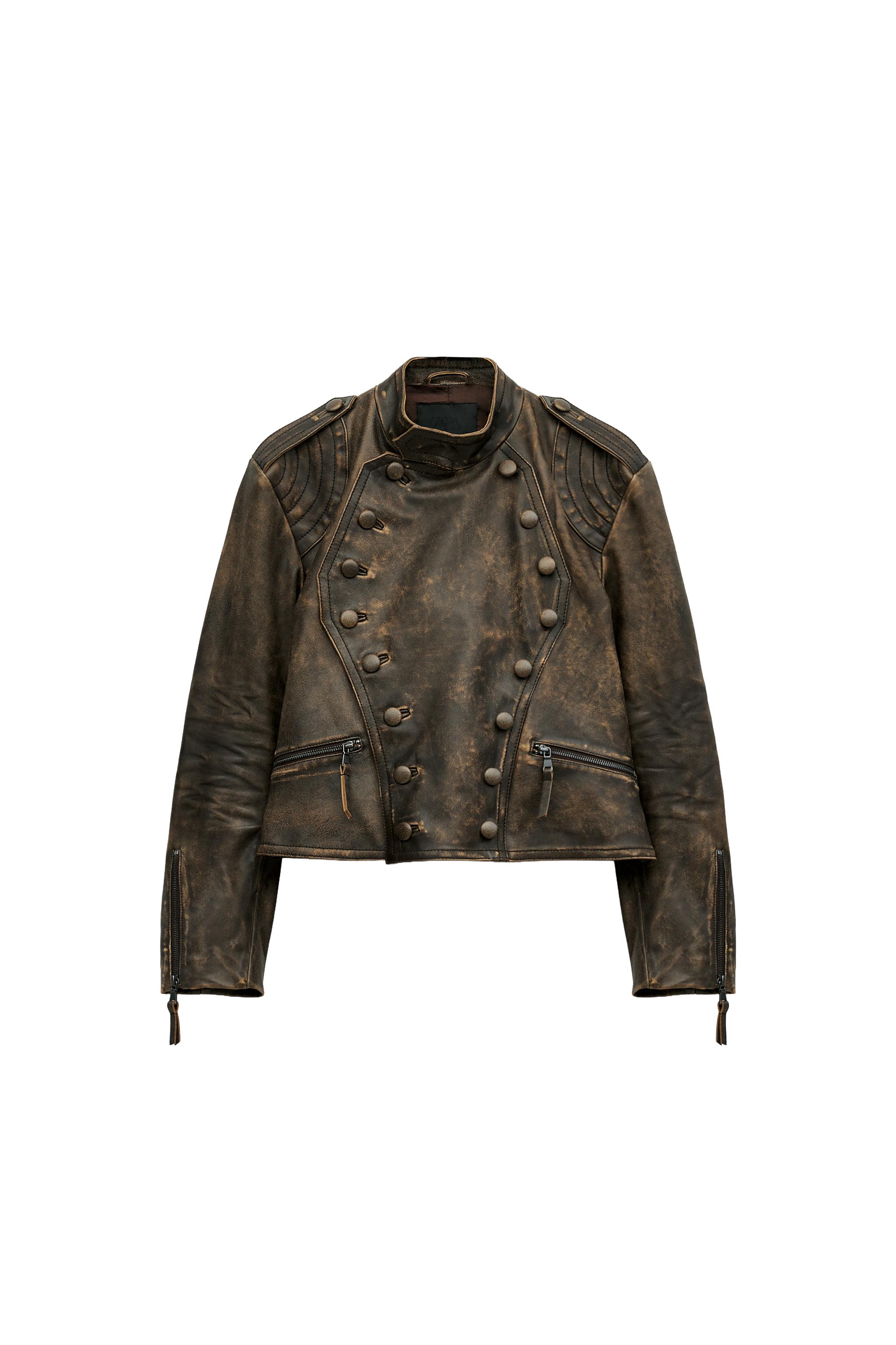 ZW COLLECTION 100% LEATHER BUTTON JACKET - Brown | ZARA United States