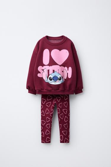 ENSEMBLE JOGGING SWEAT-SHIRT ET LEGGING CÔTELÉ LILO & STITCH © DISNEY - Grenat de Zara