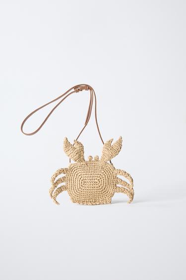 RAFFIA-EFFECT CRAB CROSSBODY BAG - أبيض صدفي by Zara - Image 0