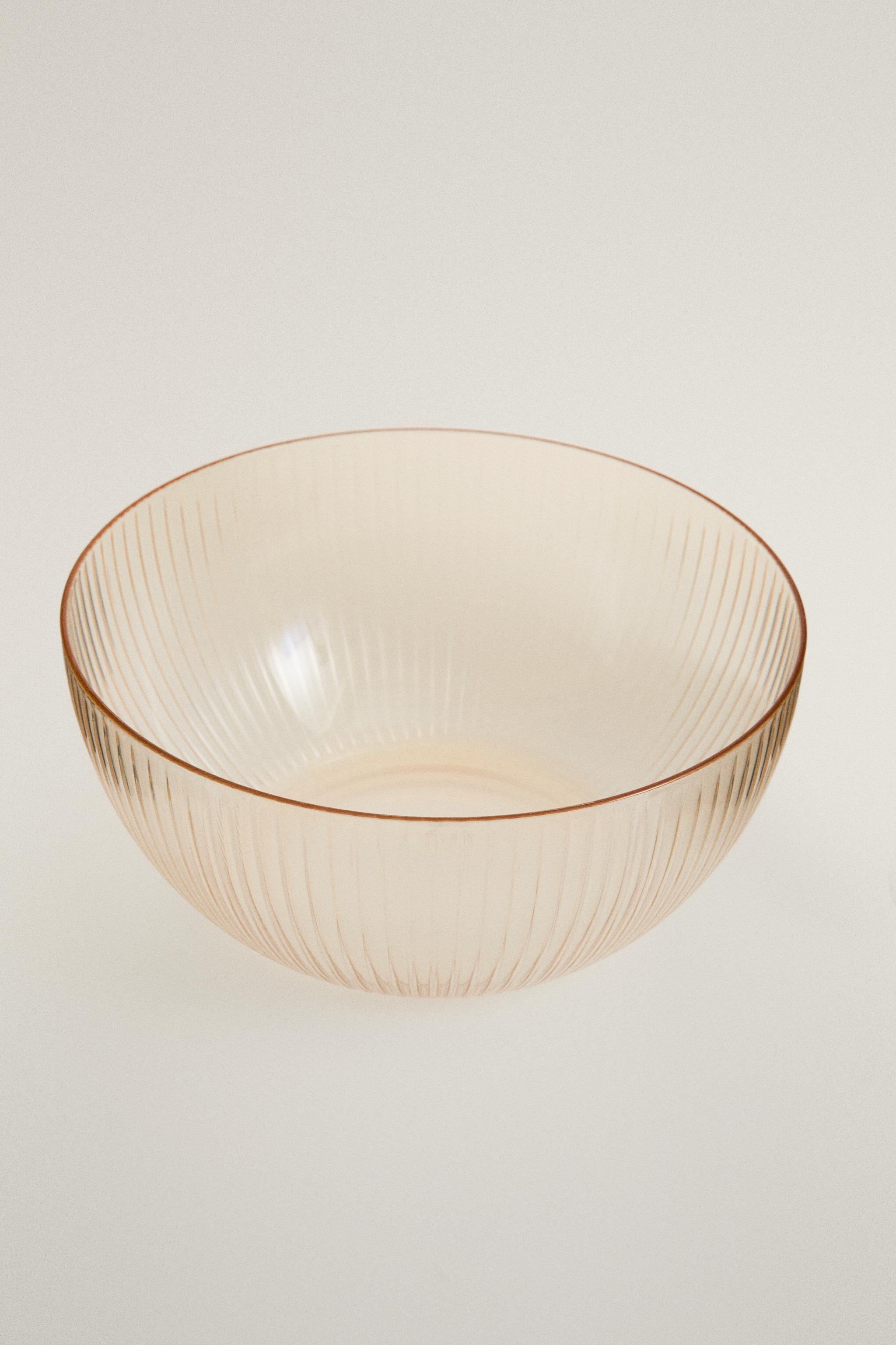 STRIPED ACRYLIC SALAD BOWL — Yellow (alternate view)