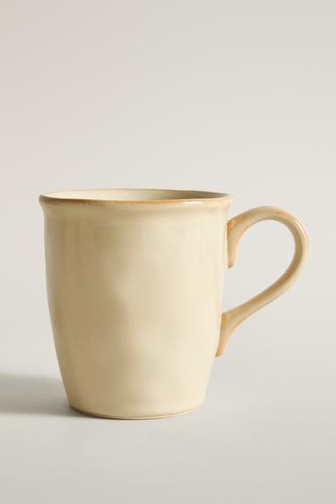 Zara STONEWARE MUG WITH IRREGULAR EDGE - 奶油色 - 圖片 0