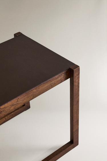 LARGE WOOD AND LEATHER SIDE TABLE - Dark brown by Zara - Image 2