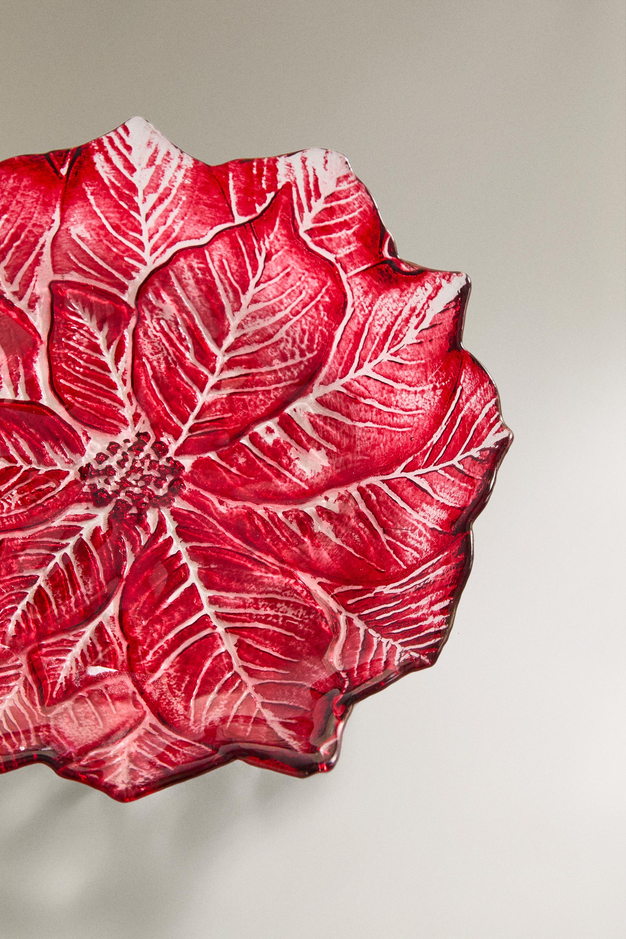 ASSIETTE À DESSERT EN VERRE FLEUR NOËL