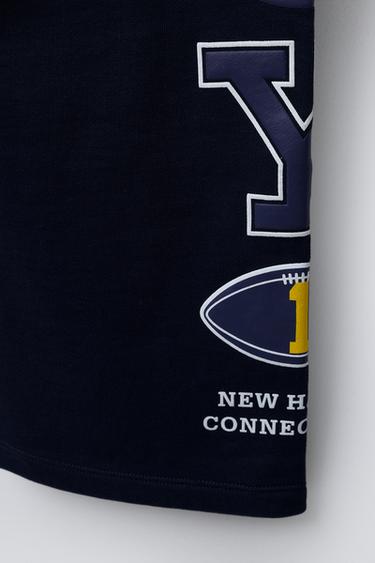 YALE UNIVERSITY™ WIDE-LEG PLUSH TROUSERS - Navy blue by Zara - Image 3