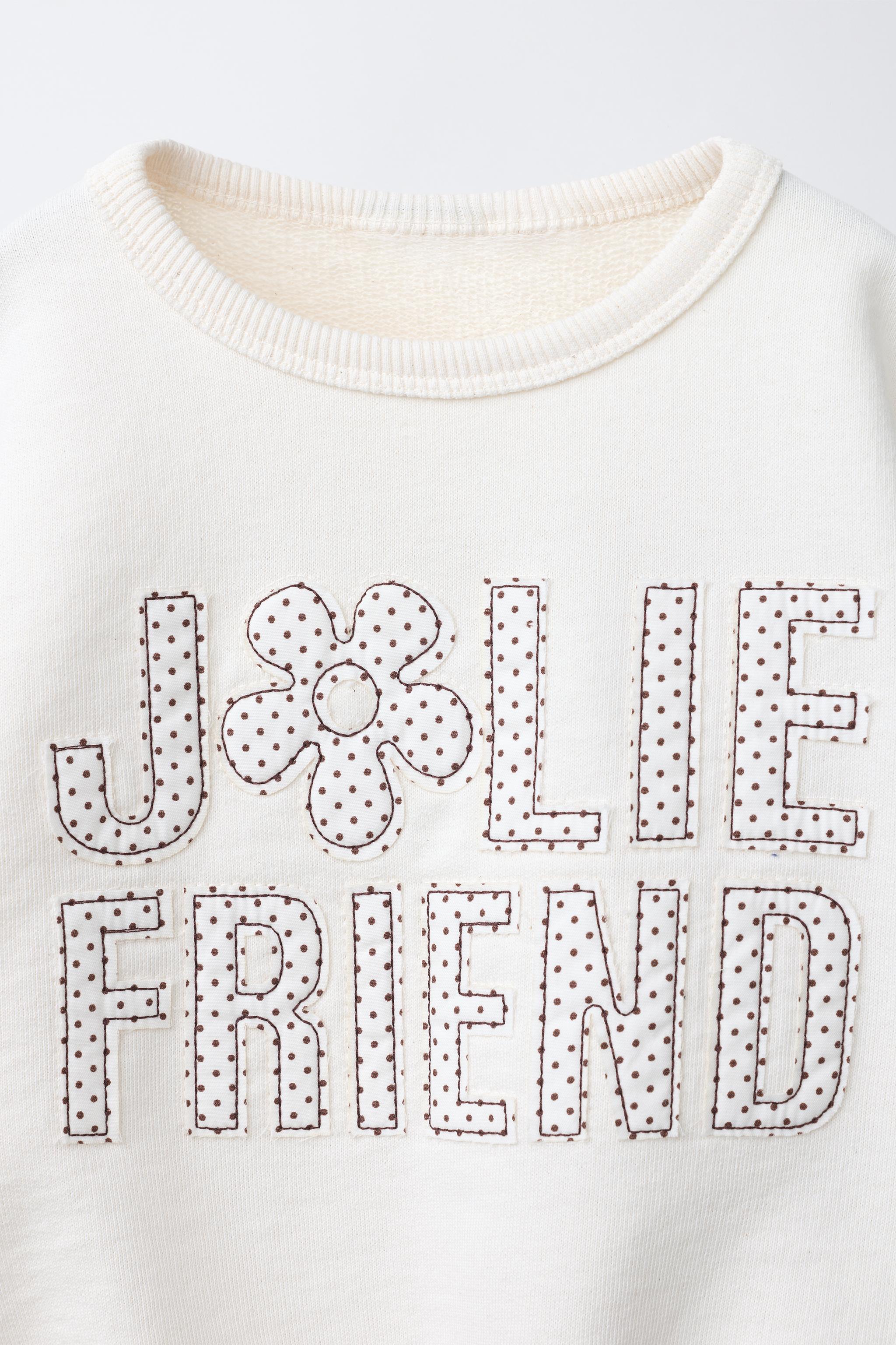 TEXT AND POLKA DOT PRINT SWEATSHIRT