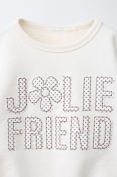 SLOGAN AND POLKA DOT PRINT SWEATSHIRT - Ecru by Zara - Image 2