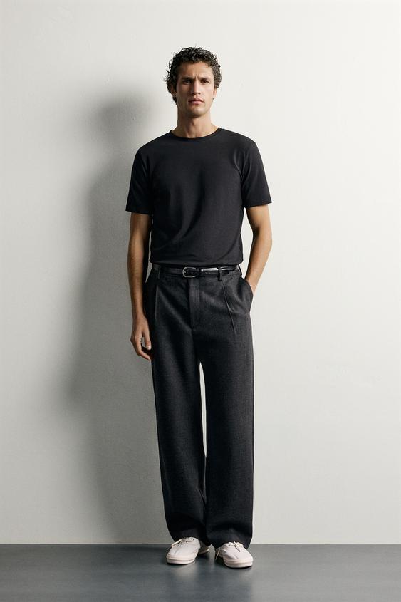 BASIC SLIM FIT T-SHIRT /01 - Black by Zara - Image 0