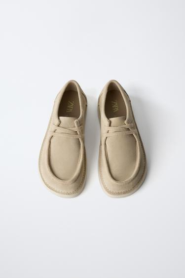 LEATHER LACE-UP SHOES - Sand Brown by Zara - Image 3
