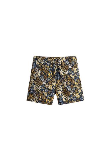 MID-LENGTH FLORAL PRINT SWIMMING TRUNKS - Brown by Zara
