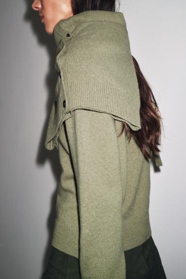 PLAIN CASHMERE AND WOOL CARDIGAN - GREENISH by Zara